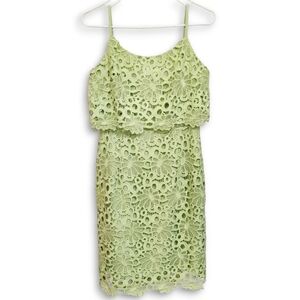$159 NANETTE LEPORE Bella Donna Dress Spaghetti Strap Light Green Floral Lace 6